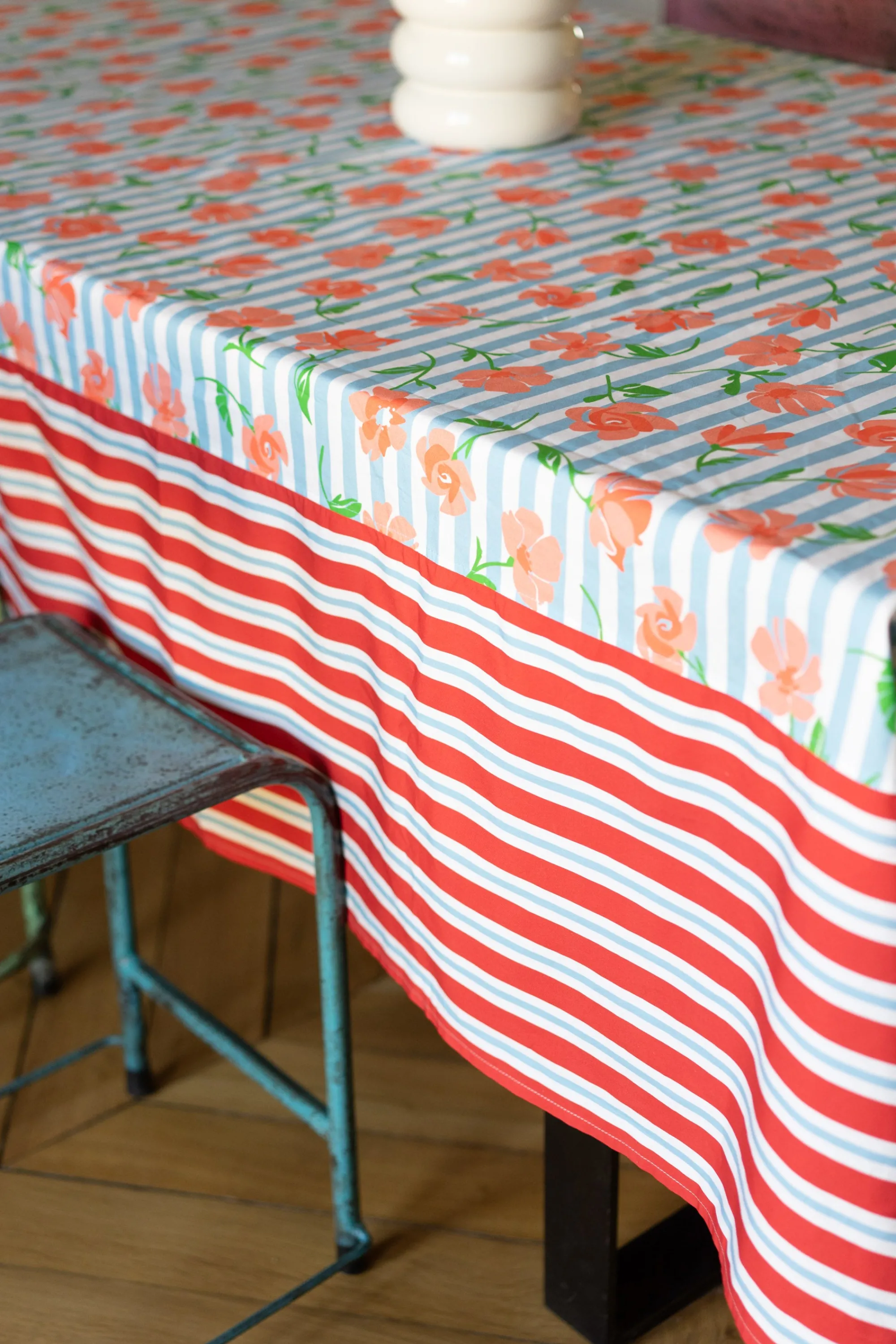 Make My Lemonade Art De La Table | Le Linge^NAPPE AMELIA BLUE FLOWERS STRIPES